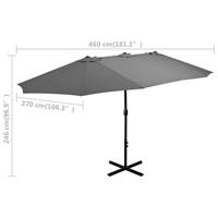 VidaXL Parasol met aluminium paal 460x270 cm antraciet - thumbnail