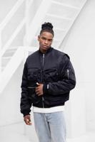 Off The Pitch Double Layerd Bomber Jack Black - Maat XS - Kleur: Zwart | Soccerfanshop - thumbnail