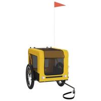 Hondenfietstrailer oxford stof en ijzer geel en zwart - thumbnail