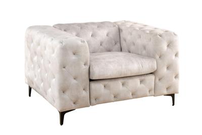 Design Chesterfield Fauteuil MODERN BAROK 120cm champagne beige fluweel veerkern - 45985