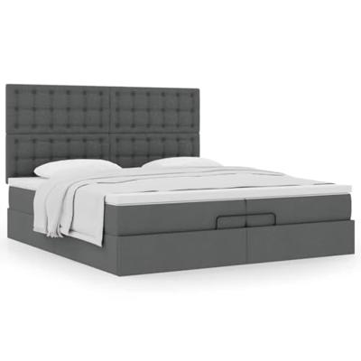 Ottoman bed met matrassen 200x200cm stof donkergrijs Ottoman bed met matrassen 200x200cm stof donkergrijs