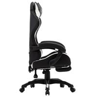 Racestoel met voetensteun kunstleer wit en zwart - thumbnail