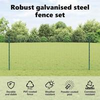 VidaXL Hek met paal groen 1 x 10 m staal en pvc - thumbnail
