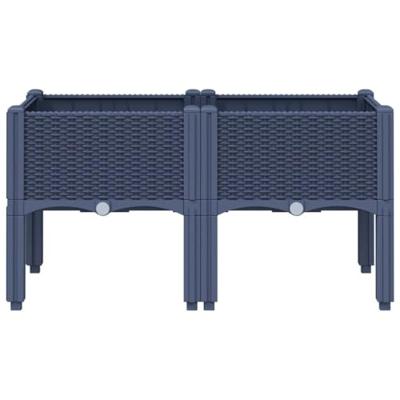 VidaXL Plantenbak met poten 80x40x42 cm polypropeen blauwgrijs VidaXL Plantenbak met poten 80x40x42 cm polypropeen blauwgrijs