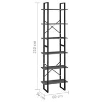 VidaXL Opbergrek 60x30x210 cm bewerkt hout grijs - thumbnail