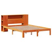 Bed met boekenkast zonder matras grenenhout wasbruin 140x190 cm - thumbnail