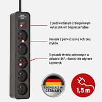 Brennenstuhl Ecolor stekkerdoos | 5-voudig | Zwart | 1,5m H05VV-F 3G1,5 | FR/BE - 1153254000 - thumbnail