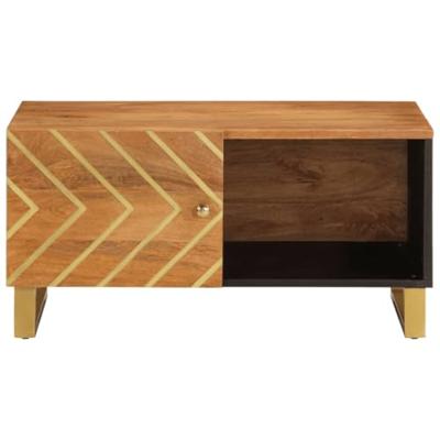 Salontafel 80x50x40 cm massief mangohout bruin en zwart