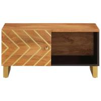 Salontafel 80x50x40 cm massief mangohout bruin en zwart - thumbnail