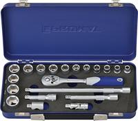 Promat/Tecwerk Dopsleutelset | 20-delig 3/8 inch | sleutelwijdtes 8-22 mm | aantal tanden 30 6-Kant - 4000821185 - thumbnail