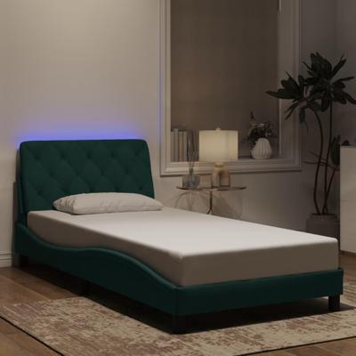 Bedframe met LED-verlichting fluweel donkergroen 100x200 cm