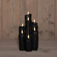 Anna&apos;s Collection LED druipkaars 3d flame set 25.5x15 cm zwart 7 stuks - thumbnail
