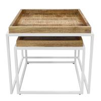 SVJ Bijzettafel - 54x54x46 cm - Metaal - Wit - Set van 2 - thumbnail