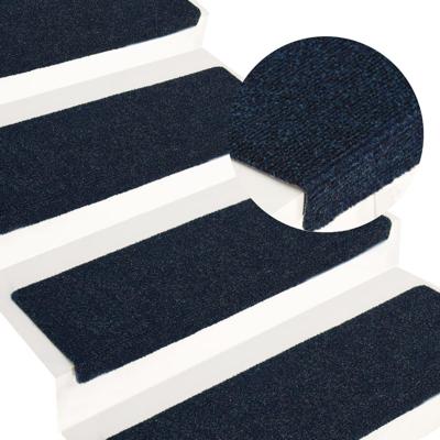 VidaXL Trapmatten zelfklevend 15 stuks 65x21x4 cm marineblauw met rechthoekige rand