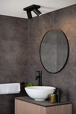 Lucide TAYLOR - Plafondspot Badkamer - LED Dim to warm - GU10 - 2x5W 2200K/3000K - IP44 - Zwart