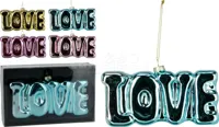 Kerstornament Love Glas 7cm Assorti 1st - thumbnail