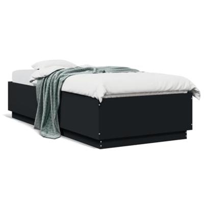 Bedframe met LED-verlichting bewerkt hout zwart 90x200 cm