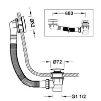 Complementos Afvoerplug met overloop Ø 72 mm CLICK-CLACK 13453420 Tres - thumbnail