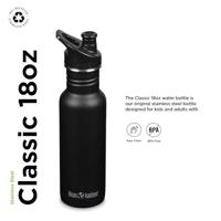 Klean Kanteen classic narrow drinkfles met sportcap - 532ml - rvs - zwart - thumbnail
