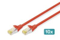 Digitus DK-1644-A-020-R-10 RJ45 Netwerkkabel, patchkabel CAT 6A S/FTP 2.00 m Rood 1 stuk(s) - thumbnail