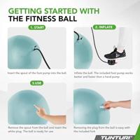 Tunturi Anti Burst Fitness bal met Pomp | Yoga bal 65 cm| 220 kg gebruikersgewicht | Incl Trainingsapp | Petrol - thumbnail