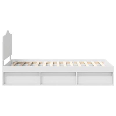 Bedframe met hoofdeinde Wit 75 x 190 cm Massief grenenhout