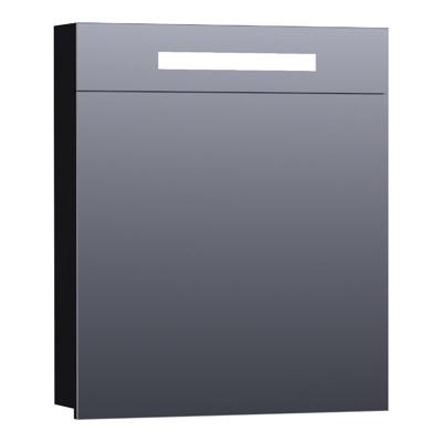 Brauer Promise Spiegelkast - 60 cm - met Directe Verlichting - 1 Rechtsdraaiende Enkelzijdige Spiegeldeur - Mat Zwart