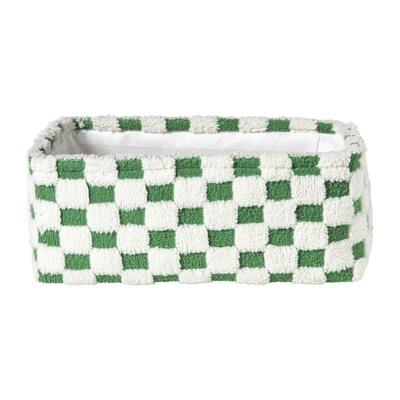 Mand checks groot - groen/wit - 15x36x26 cm