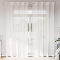 VidaXL Gordijnen voile met doorvoertules 2 st wit - thumbnail