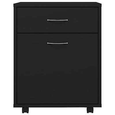 VidaXL Rolkast 45x38x54 cm bewerkt hout zwart VidaXL Rolkast 45x38x54 cm bewerkt hout zwart