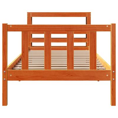 Bedframe met hoofdbord massief grenenhout wasbruin 135x190 cm
