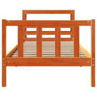 Bedframe met hoofdbord massief grenenhout wasbruin 100x200 cm - thumbnail