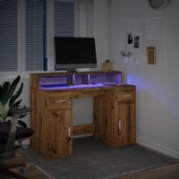 Bureau met LED-verlichting 120x55x91 cm hout artisanaal eiken - thumbnail