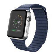 PU Leather Loop bandje - Blauw - Geschikt voor Apple Watch 44mm / 45mm / 46mm / 49mm - thumbnail