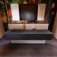 Badkamermeubelset Mondiaz Erin 200 cm met 2 Lades met RIDGE Wastafel Links Dark grey met 1 kraangat Greeploos Mat Antracite - thumbnail