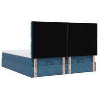 Ottoman bed met matrassen 160x200cm fluweel donkerblauw - thumbnail