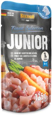 Belcando Junior [12 x 125g kip met wortel] | nat voer voor honden | compleet voer in interne portiezak voor honden