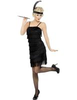Zwarte Fringe flapper verkleedkleding elite - thumbnail