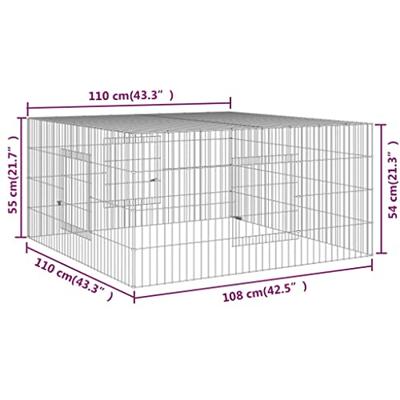VidaXL Konijnenkooi 110x110x55 cm gegalvaniseerd ijzer