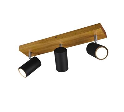 Trio 3-lichts opbouwspotMarley zwart op hout - 812400332