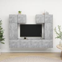 6-delige Tv-meubelset spaanplaat betongrijs - thumbnail