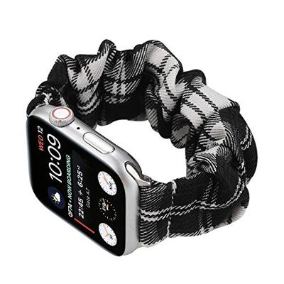 Elastisch scrunchie nylon bandje - Zwart / Wit - Geschikt voor Apple Watch 38mm / 40mm / 41mm / 42mm Elastisch scrunchie nylon bandje - Zwart / Wit - Geschikt voor Apple Watch 38mm / 40mm / 41mm / 42mm