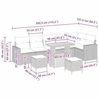 Tuinbankenset 9 pcs Beige poly rattan - thumbnail