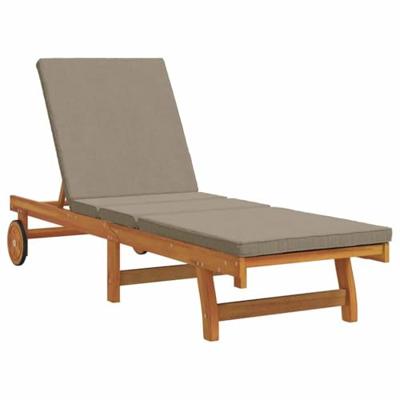 Ligstoel met kussen Bruin 63 x 199 x 85cm Massief acaciahout