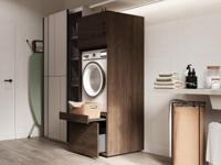 Kast WASHING 1 machine LARGE walnoot - thumbnail