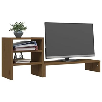 Monitorstandaard 81x20x30 cm massief grenenhout honingbruin Monitorstandaard 81x20x30 cm massief grenenhout honingbruin