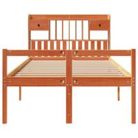 Bed met boekenkast zonder matras grenenhout wasbruin 135x190 cm - thumbnail