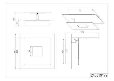 Trio Richtbare wandlampLeano vierkant 18 x 18cm - 240319179