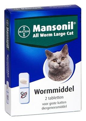 Mansonil grote kat all worm tabletten