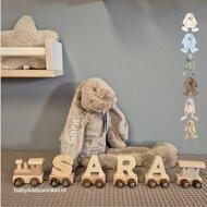 Houten naamtreintje met Knuffel Rabbit Richie